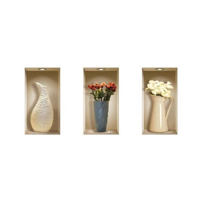 3D Effect Tall Vase Wall Decal